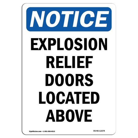 SIGNMISSION Safety Sign, OSHA Notice, 5" Height, Explosion Relief Doors Located Above Sign, Portrait OS-NS-D-35-V-12274